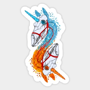 Elemental Divergence Double Skull Unicorn Sticker